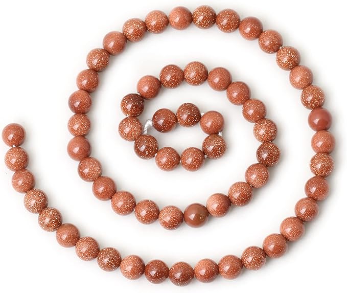 60PCS 6mm Gold Sandstone Gemstone Round Loose Beads for Jewelry Making 1 Strand 15"