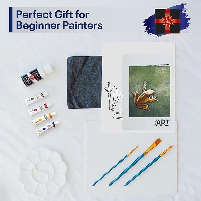 Painting4Real DIY Painting Class Kit for Adults with Video Tutorials: Learn to Paint Tree Frog – How to Paint with Acrylics – Painting & Art Supplies – 9 Piece Acrylic Paint Set