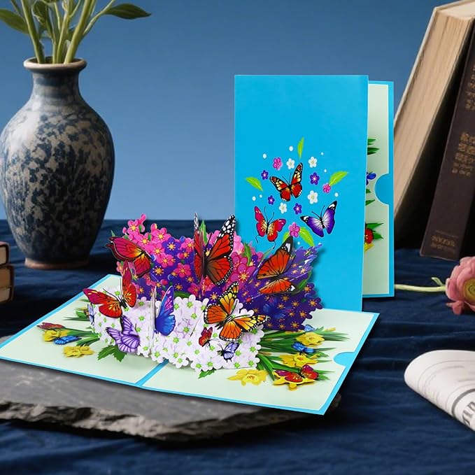 3D Butterfly Greeting Card - Christmas, Birthday & Anniversary Card for Wife, Husband, Girlfriend, Mom, Dad
