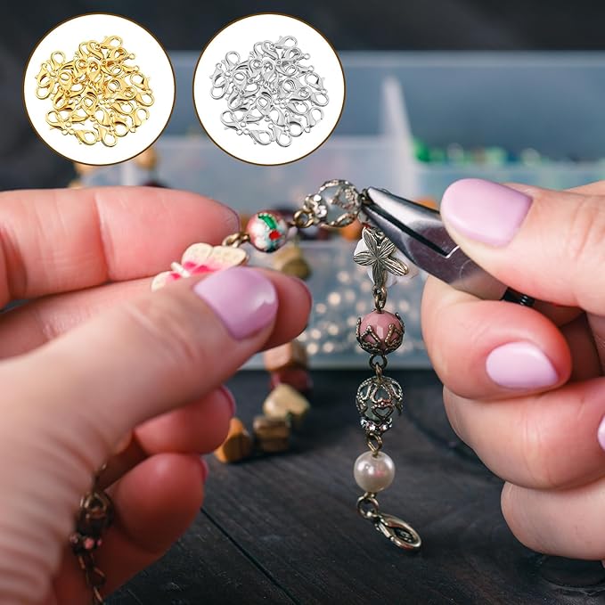 1350 Pcs Jewelry Making Accessories Set Jewelry Repair Kit jewelrys findings Includes Lobster Claw Clasps Bead Tips Knot Covers Open Jump Ring Connectors for DIY Jewelrys Making Gold & Silver