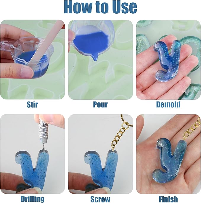 Obverse Alphabet Resin Mold 167Pcs Set – Reversed Letter Silicone DIY Epoxy Casting Kit for Making Ornament Keychain & Pendant Jewelry