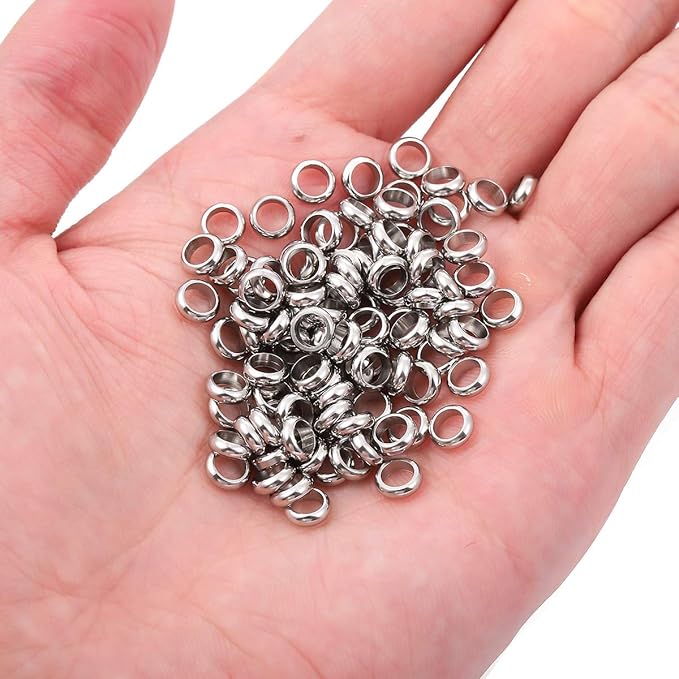 Stainless Steel Spacer Beads 2.5x1mm Rondelle Loose Charm Caps Beads for DIY Jewelry Making 100pcs with 1.5mm Hole