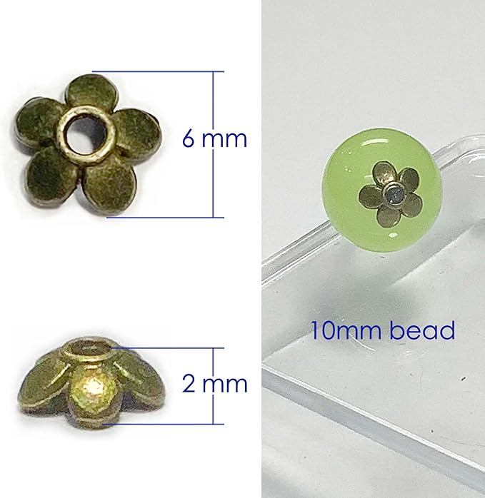Bronze Petal Bead Caps Antique Silver Spacer Bead Caps for Bracelet Necklace Earrings Jewelry Making Supplies Findings Fit 10-12mm Round Beads 500Pcs