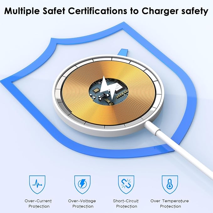 [Apple MFi Certified]10FT Magnetic Wireless Charger for iPhone 17 16,Apple Fast Mag-Safe Charger 15W Fast Wireless Charging Pad for iPhone 17/17 Air/17 Pro/17 Pro Max/16/15/14/13/12 Series,AirPods 3/2