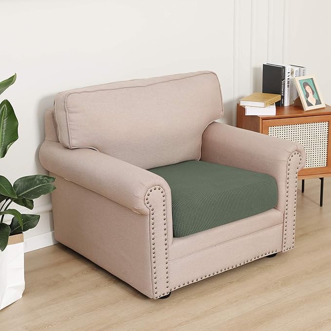 Easy-Going Stretch Cushion Cover Sofa Cushion Furniture Protector Sofa Seat Sofa slipcover Sofa Cover Soft Flexibility with Elastic Bottom(Chiar Cushion,Greyish Green)