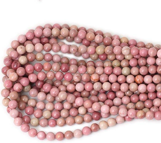 45PCS 8mm Natural Rhodochrosite Gemstone Smooth Round Loose Beads for Jewelry Making DIY Findings 1 Strand 15"