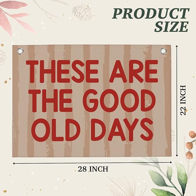 Retro Pink Stripes These Are The Good Old Days Banner Vintage Banner Wall Decor Wall Hanging Boys Girl Play Bedroom Dorm Room Decor 22x28 Inch