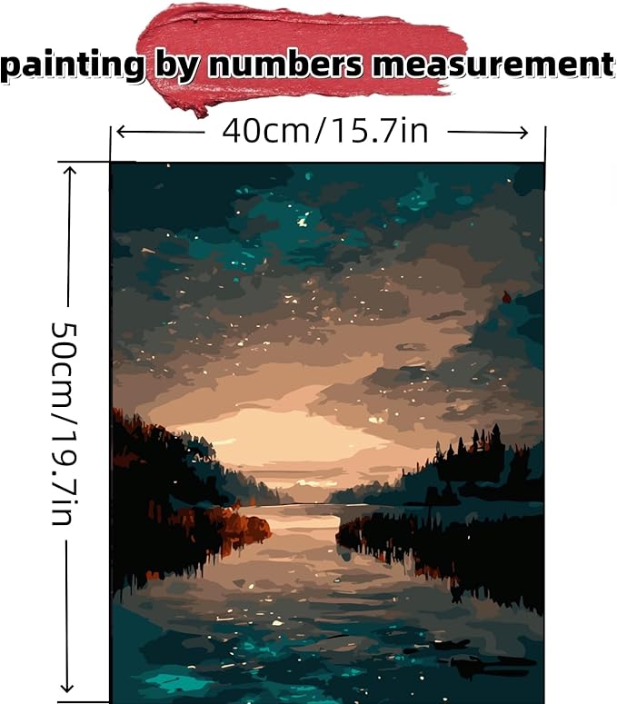 Paint by Numbers Kit for Adults Beginner,Starry Sky River Forest Paint by Number Kits Canvas Without Framed,DIY Acrylic Oil Painting Adults Paint by Numbers Kits for Home Wall Decor 16x20 Inch