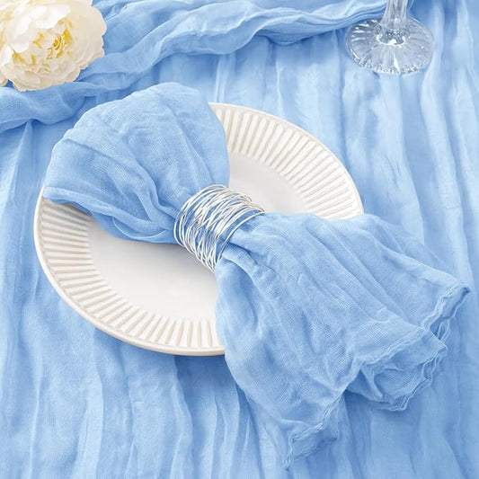 20 Pack Light Blue Cheesecloth Napkins Spring Cloth Napkins Set of 20 Baby Blue Dinner Napkins Bulk 21x21 Inches for Wedding Bridal Shower Baby Shower Valentine's Day