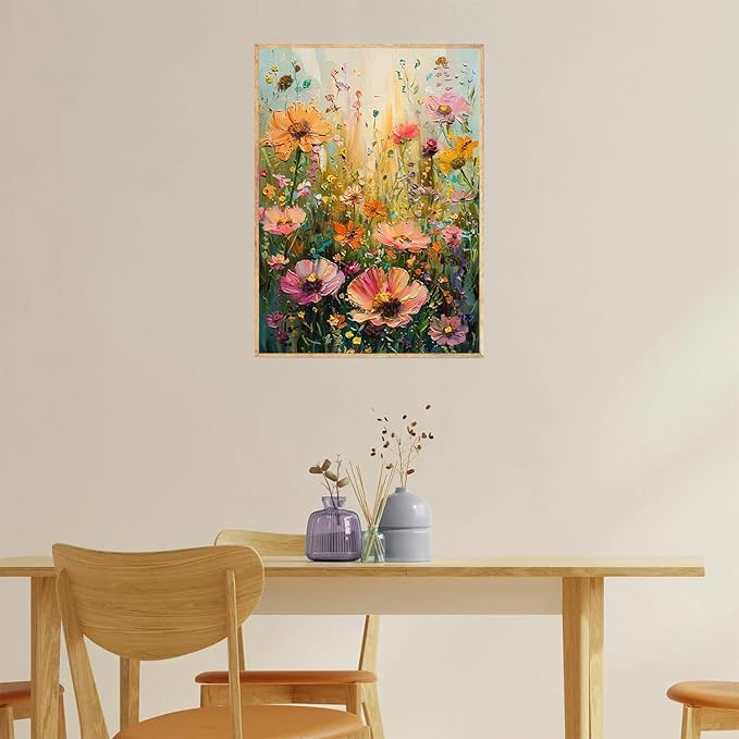 NWQZBYHT 5D Diamond Painting Kits for Adults,Wild Flowers Diamond Art Kits for Adults,Round Full Drill Diamond Dots DIY Flowers Gem Painting kits for Beginner Picture Crafts Home Wall Decor 12x16 Inch
