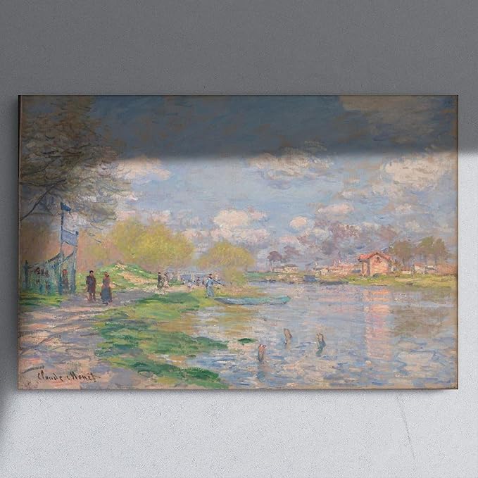 40+ Monet Famous Print Posters Spring by The Seine by Claude Monet Impressionism Canvas Posters Print Wall Art Bedroom Office Room Decor Gift Unframe 12×18inch(30×45cm)