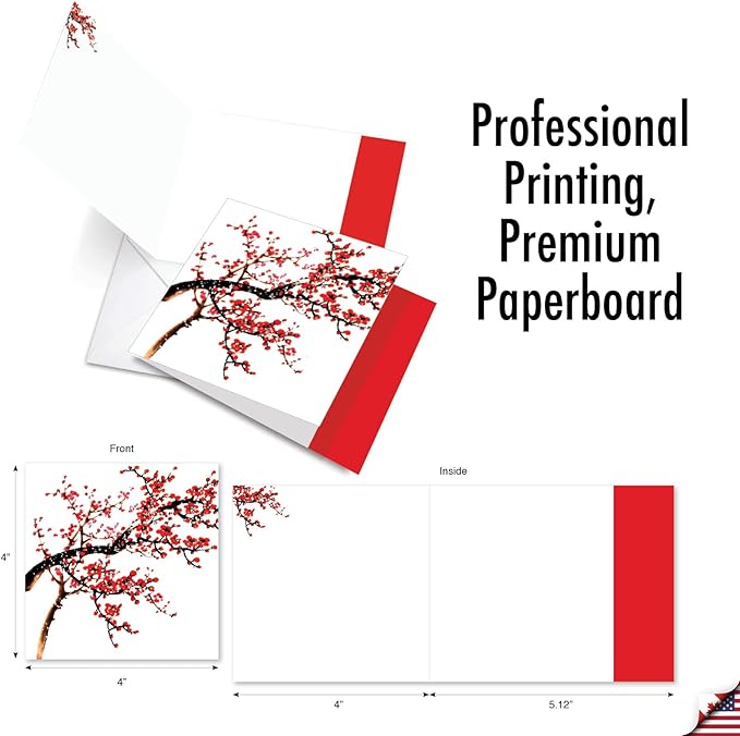 The Best Card Company - 10 Assorted Flower Cards Blank (4 x 5.12 Inch) - All Occasion Floral Greetings Boxed - Cheers and Cherries MQ5072OCB-B1x10