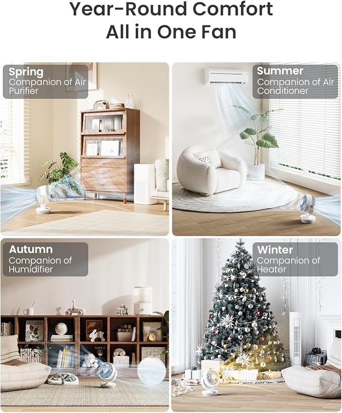 Air Circulator Fan for Bedroom, 13" Table Fan with Remote, 90° Oscillating & 120° Tilt, 60ft Strong Airflow, Quiet 25dB Electric Fan with 4 Speeds, 4 Modes & 12H Timer