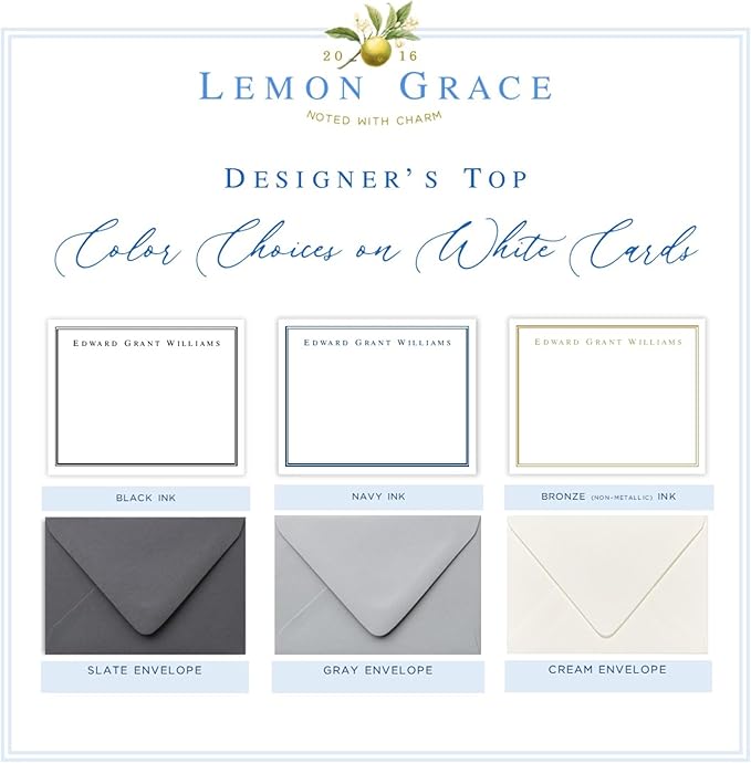 Co Personalized Mens Stationery Set, Professional Stationery Note Cards with Envelopes, Monogrammed Cards with Border and Name, Office Stationary Set for Men, Monogram Note Card, AS-1807