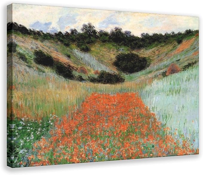 40+ Monet Famous Print Posters Poppy Field in A Hollow near Giverny by Claude Monet Impressionism Canvas Posters Print Wall Art Bedroom Office Room Decor Gift Frame 20×30inch(50×75cm)