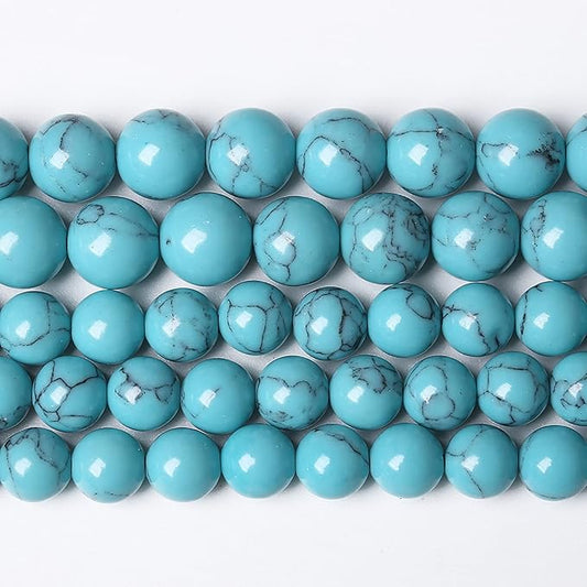 90PCS 4mm Natural Stone Beads Blue Turquoise Round Loose Gemstone Beads for Jewelry Making DIY Bracelet Necklace 15 Inch (4mm, Blue Turquoise)