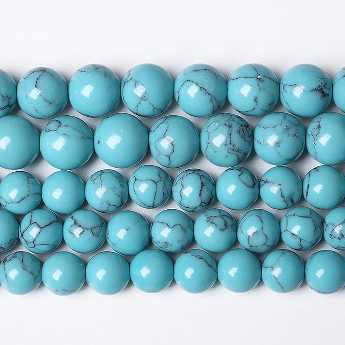 32PCS 12mm Natural Stone Beads Blue Turquoise Round Loose Gemstone Beads for Jewelry Making DIY Bracelet Necklace 15 Inch (12mm, Blue Turquoise)