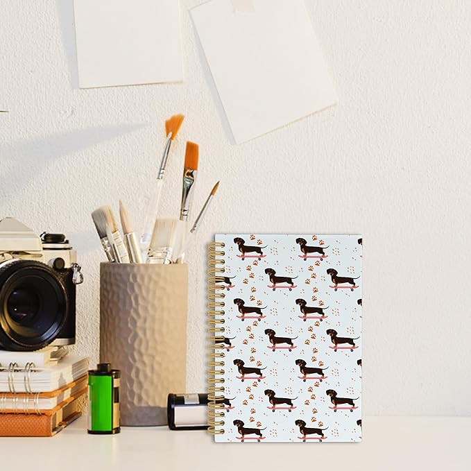 Weiner Dog Journal Notebook - Dachshund Dog Themed Notebooks College Ruled for Work School, Gifts for Dachshund Lovers Owners Women, Office Supplies, Hardcover Spiral Notebook 5.5"x8.3"