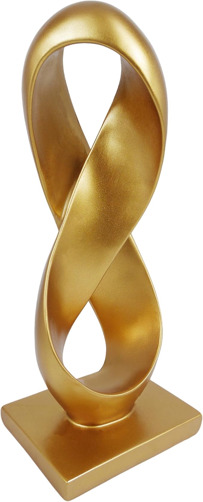 SIMON'S SHOP Gold Accent Decor, Modern Abstract Sculpture, 14.5'' Tall Figure Eight Infinity Statue, Hand-Painted Resin Tabletop Decoration for Home or Office