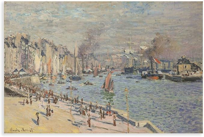 40+ Monet Famous Print Posters Port of Le Havre by Claude Monet Impressionism Canvas Posters Print Wall Art Bedroom Office Room Decor Gift Unframe 24×36inch(60×90cm)