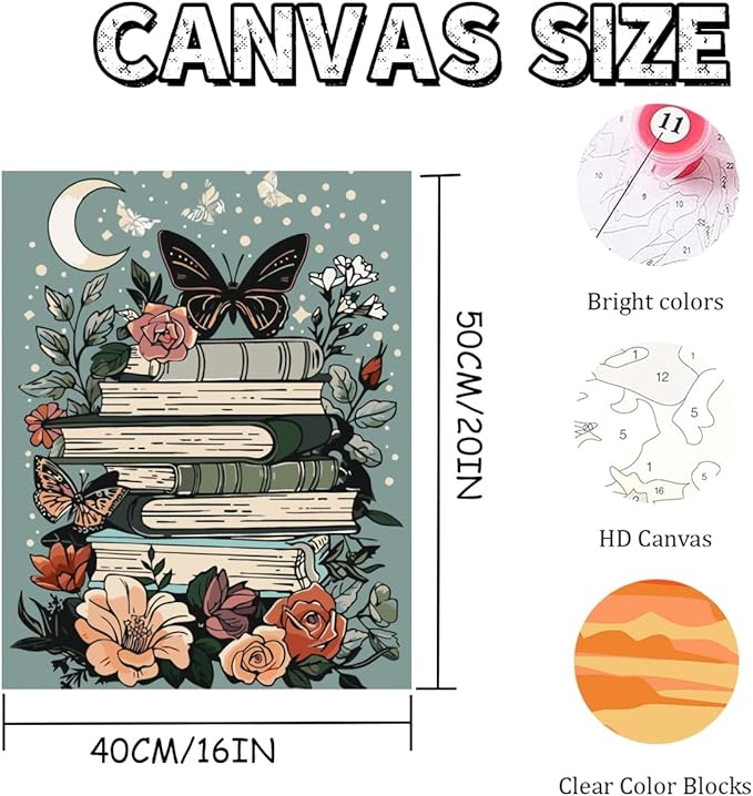 Mosaflare Paint by Numbers for Adults Beginner, Book Adult Paint by Number Kits on Canvas, DIY Butterfly Acrylic Oil Easy Painting by Numbers for Home Wall Decor 16X20 inch (Without Frame)