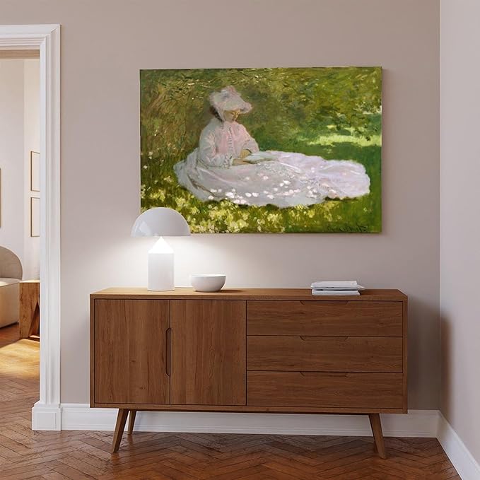 CFIOZYOS 40+ Monet Famous Print Posters Springtime by Claude Monet Impressionism Canvas Poster Bedroom Decor Print Sports Landscape Office Room Decor Gift Frame 24×36inch(60×90cm)