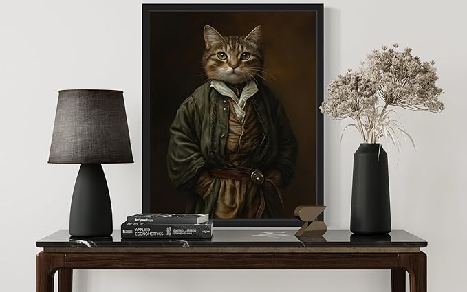 Hobbit Portrait Art Poster Print, Cat Kitten Painting Humor Pet Artwork Decor Gallery A8 (Hobbit Portrait, 8 x 10 inches, Unframed)