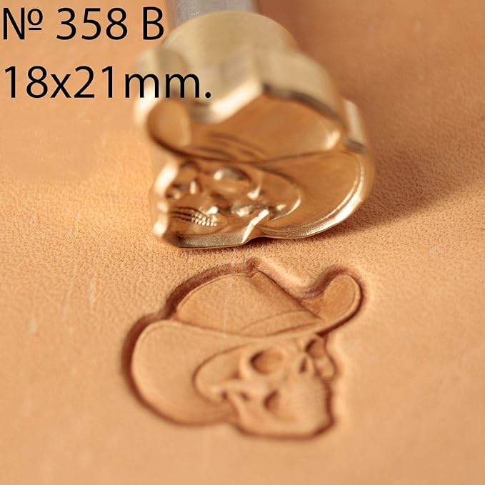 DandS ltd Leather Stamp Tool,Skull with Hat, Professional Steel Craft Tool for Leatherworking, Embossing, Carving & Stamping Leather Projects, Belts Wallets & DIY Projects Compatible with Mallet #358B