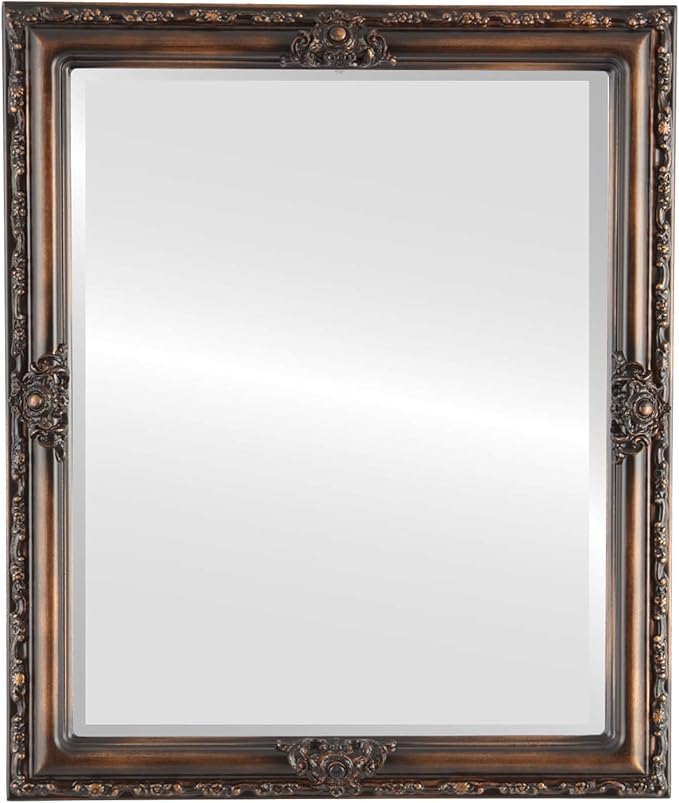 OVALCREST Rectangle Beveled Wall Mirror for Home Decor - Jefferson Style - Rubbed Bronze - 14x18 Outside Dimensions