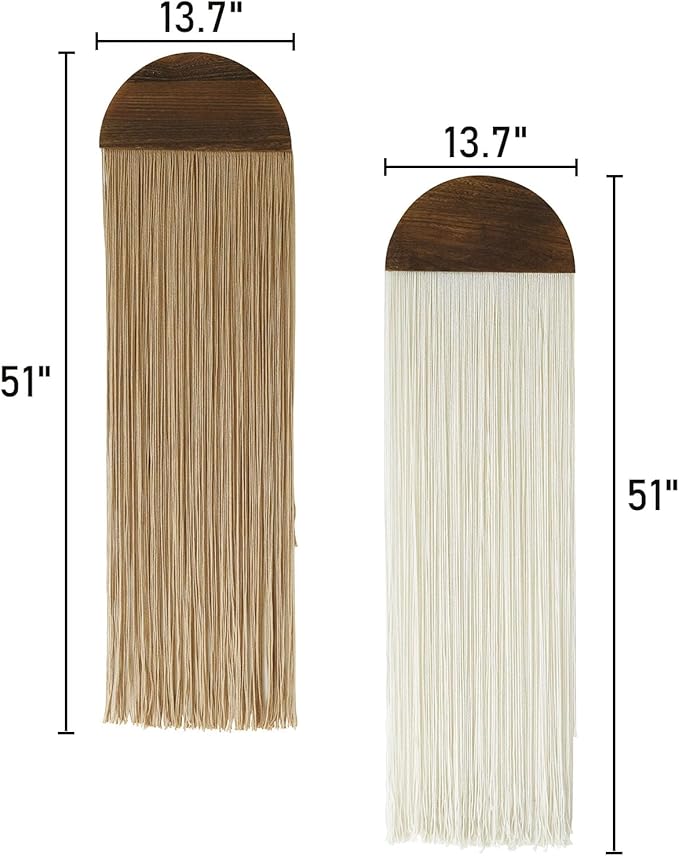 2 Pcs Macrame Wall Hanging Boho Wall Decor Handmade Macrame Art Tapestry Wedding Macrame Backdrop 13.7" W x 51" L for Living Room Bedroom Headboard Decor