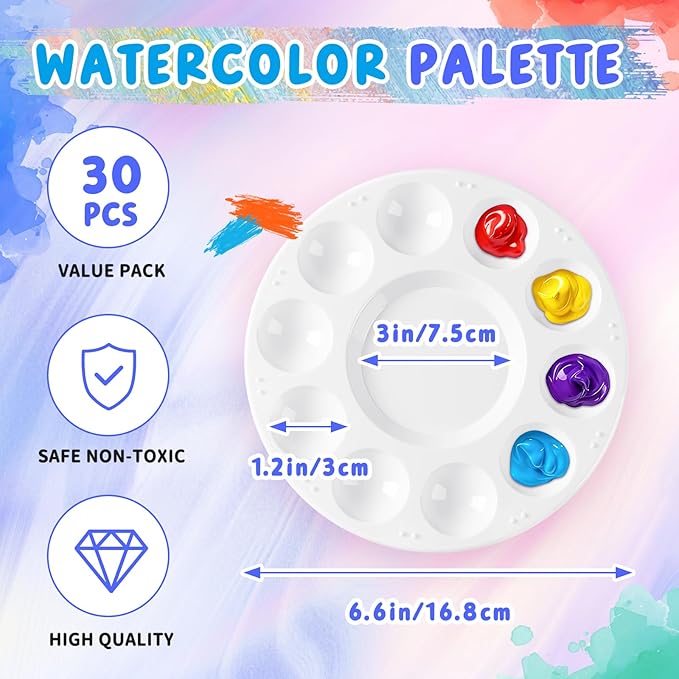 30PCS Paint Tray Palettes, Plastic Paint Pallets for Kids, Watercolor Palette Painting Tray for Art Painting