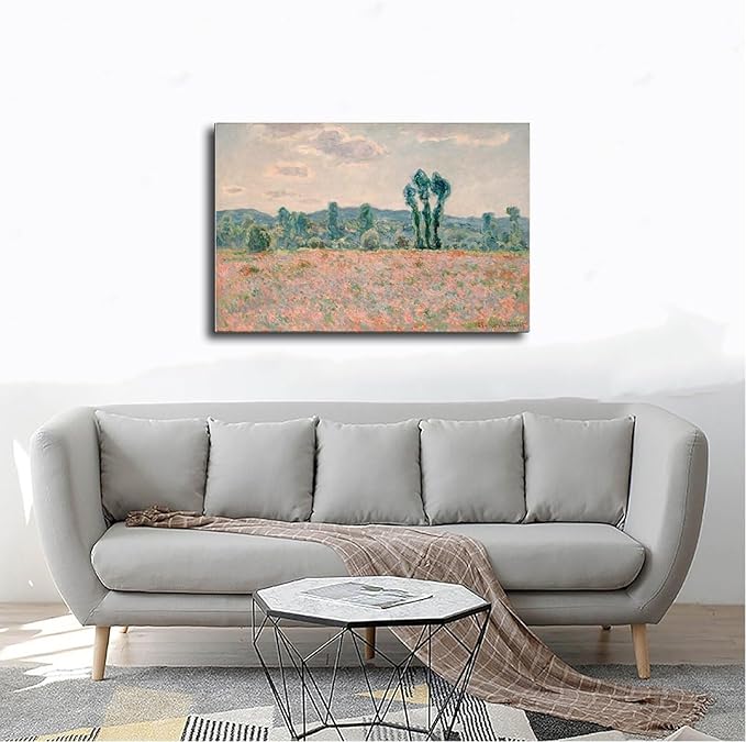 40+ Monet Famous Print Posters Poppy Field by Claude Monet Impressionism Canvas Posters Print Wall Art Bedroom Office Room Decor Gift Frame 20×30inch(50×75cm)