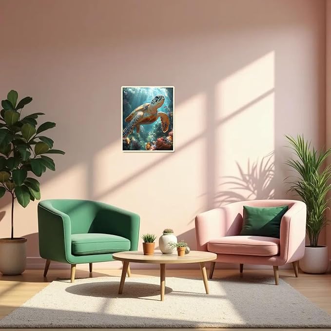 Sea Turtle Paint by Numbers Kit for Adults Beginner Animal Oil Painting Kit Adult Paint by Number Kits on Canvas DIY Painting for Beginners Art by Numbers Turtle for Gifts Home Wall Decor 16x20 Inch