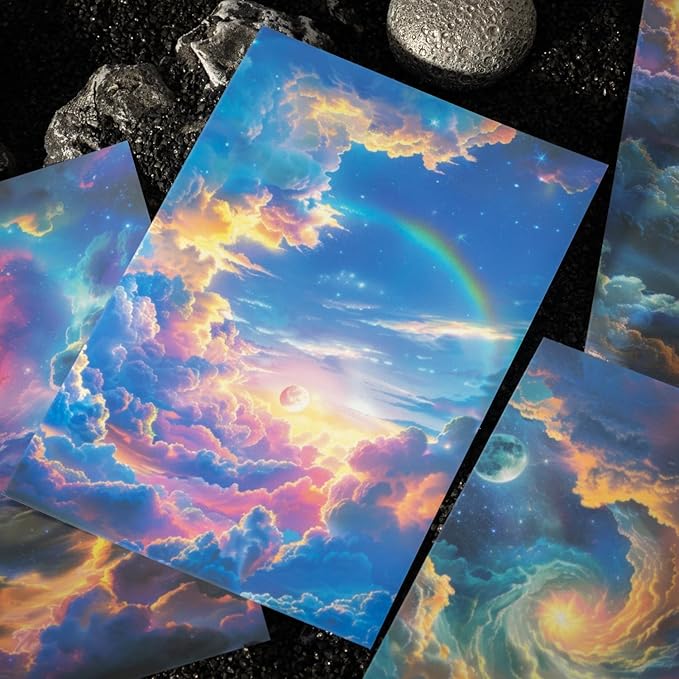 Large Galaxy & Aurora PET Stickers Set, 60 PCS Aesthetic Sky Stickers for Scrapbooking, Journaling, DIY Crafts, and Art Supplies