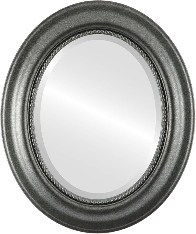 OVALCREST Oval Beveled Wall Mirror for Home Decor - Heritage Style - Black Silver - 29x41 Outside Dimensions