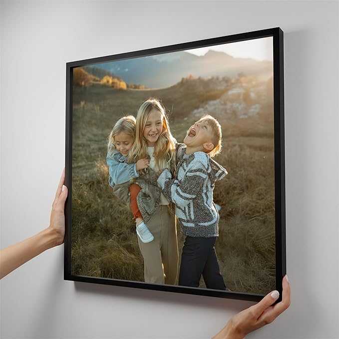 Mixtiles Official Custom Photo Tiles - Magnetic Wall Frames - Adhesive Sticker, no Nails - Personalized Printed Photos - Various Sizes and Frames - 20x20-1-Tile - Normal Black