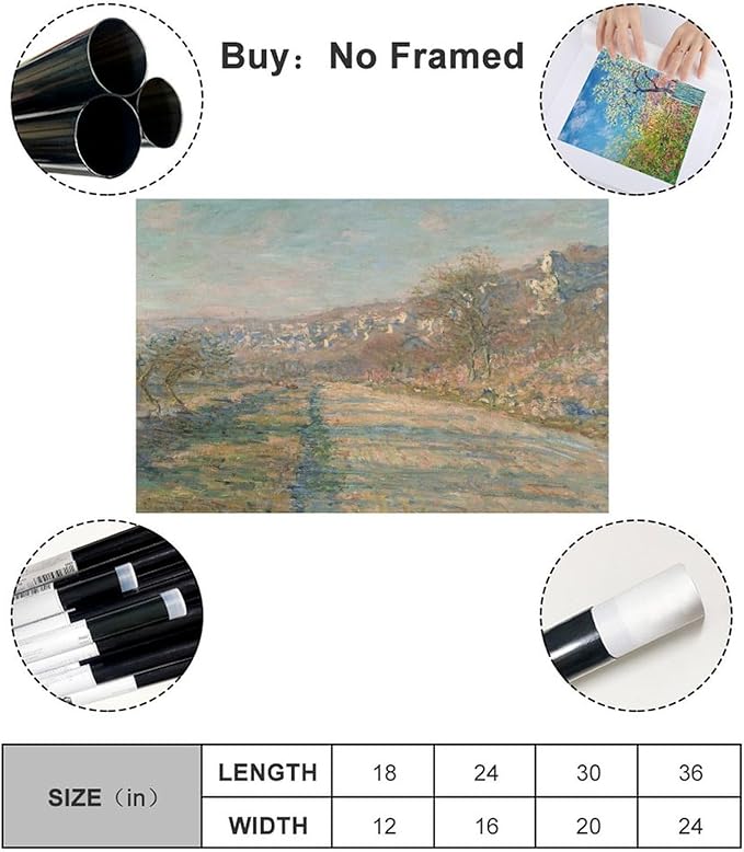 CFIOZYOS 40+ Monet Famous Print Posters Road of La Roche-Guyon by Claude Monet Impressionism Canvas Poster Bedroom Decor Print Sports Landscape Office Room Decor Gift Unframe 16×24inch(40×60cm)