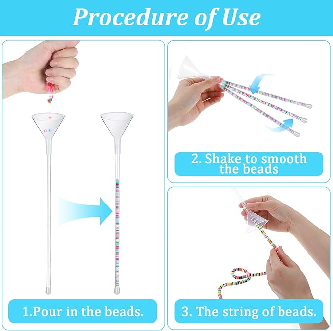 Quilax 6Pcs Beading Tools Kit, Beading Needles, Funnel, and Clips for 0.2" Clay Beads Jewelry Making, Bracelets, Necklaces (Not Include Clay Beads)