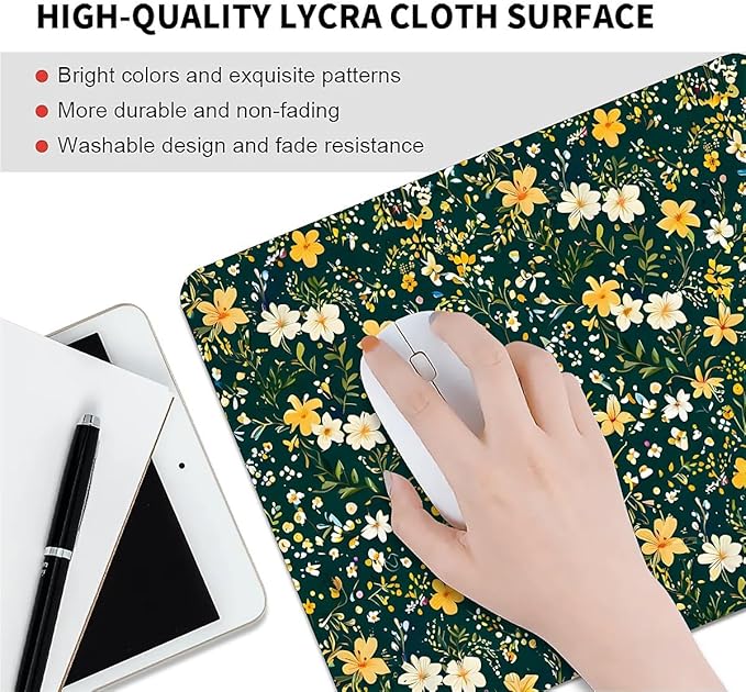 Square Mouse Pad Wild Flower 2, Personalized Premium-Textured Custom Mouse Mat Design, Washable Mousepad Cloth, Non-Slip Rubber Base Computer Mouse Pads for Wireless Mouse
