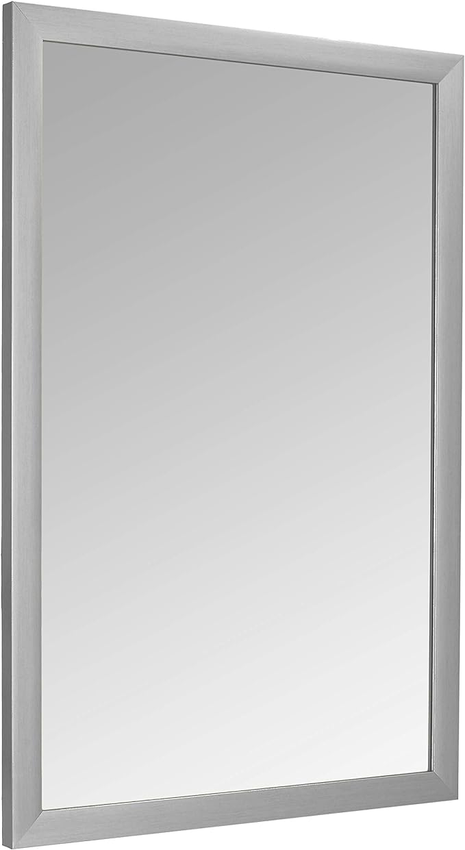 Amazon Basics Rectangular Wall Mount Mirror 24" x 36", Standard Trim, Nickel