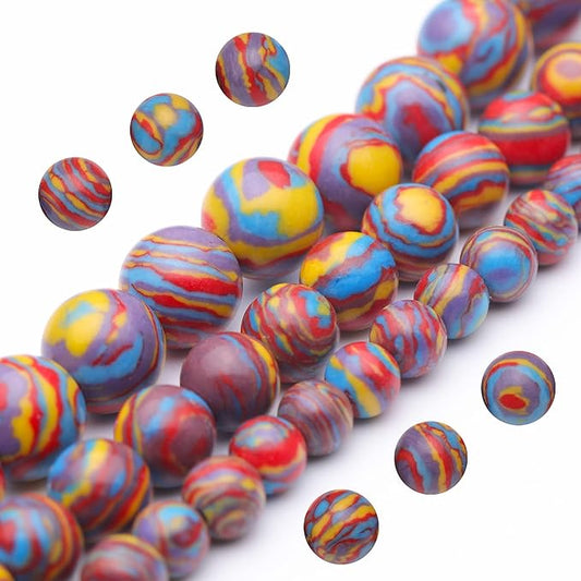 Youngbling Natural Gemstone Beads for Jewelry Making,8mm Red Malachite Polished Round Smooth Stone Beads,Genuine Real Stone for Bracelet Necklace 15 Inch(Red Malachite,8mm)