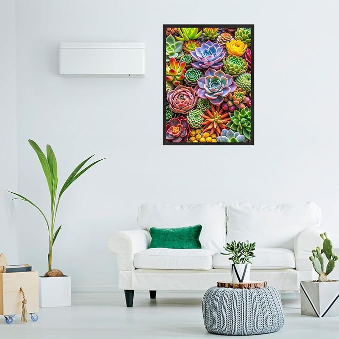 NWQZBYHT 5D Diamond Painting Kits for Adults,Succulents Diamond Art Kits for Adults,Round Full Drill Diamond Dots DIY Succulents Plant Gem Painting for Beginner Picture Crafts Home Wall Decor 12x16 In