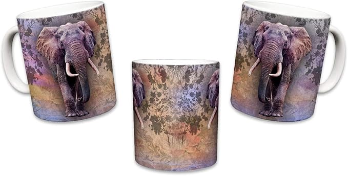 Elephant Mug | Cute Animal Ceramic Travel Mugs | Coffee Lovers Cup | Elephants Design | Great Novelty Gift | Decorative Home Kitchen Drinkwear | Multi Color | 11 Fl. Oz
