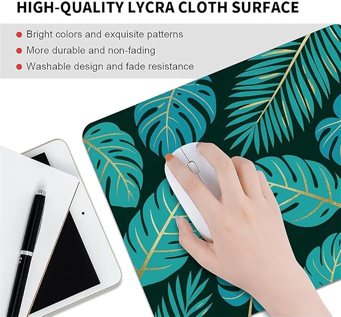 Square Mouse Pad Tropical Plants 2, Personalized Premium-Textured Custom Mouse Mat Design, Washable Mousepad Cloth, Non-Slip Rubber Base Computer Mouse Pads for Wireless Mouse