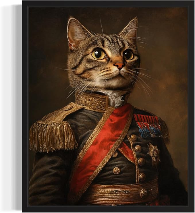 Cat General Art Poster Print, Cat Kitten Painting Humor Portrait Pet Artwork Decor Gallery A8 (General, 11 x 14 inches, Unframed)