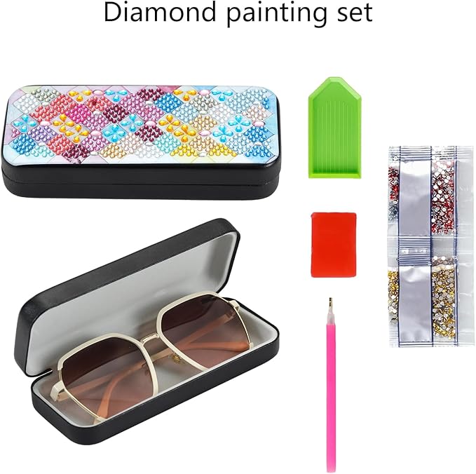 Leatrice Diamond Art Kits for Adults Small Diamond Painting Kits Diamond Dots Gem Art Painting DIY Eyeglasses Case with Special Shaped Rhinestone for Beginner Women