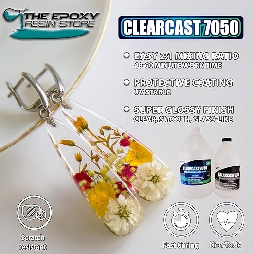 The Epoxy Resin Store Clearcast 7050 UV Resisting Jewelry Craft 2 Part Resin Kit for Art and Decorative Applications, 1.5 Gallons
