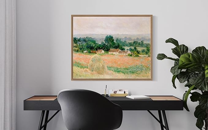 Haystack at Giverny Claude Monet Wall Art Print Poster, Impressionist Painting Wall Art Wall Decor, for Bedroom and Living room Bathroom Decor 115 (Haystack at Giverny, 11 x 14 inches, Wood Frame)