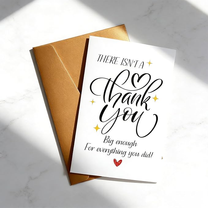Thank You Cards, Simple Appreciation Greeting Card with Envelope for Teachers Bosses Friends Colleagues Him Her Thoughtful Gift
