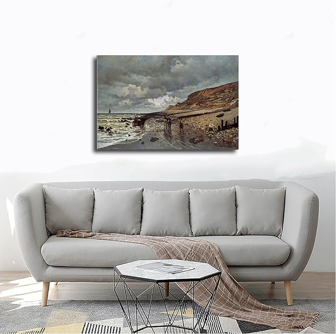 CFIOZYOS 40+ Monet Famous Print Posters The Headland of The Heve at Low Tide by Claude Monet Impressionism Canvas Wall Art Print Poster For Home School Office Decor Frame 20×30inch(50×75cm)